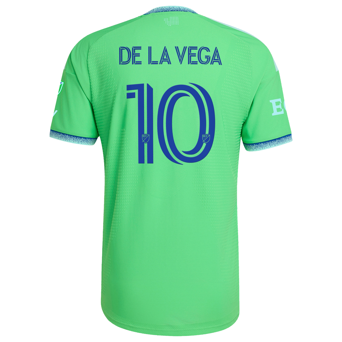 Men's Seattle Sounders FC Pedro de la Vega Rave Green 2026 The Evergreen State Kit On-Field Authentic Patch Jersey
