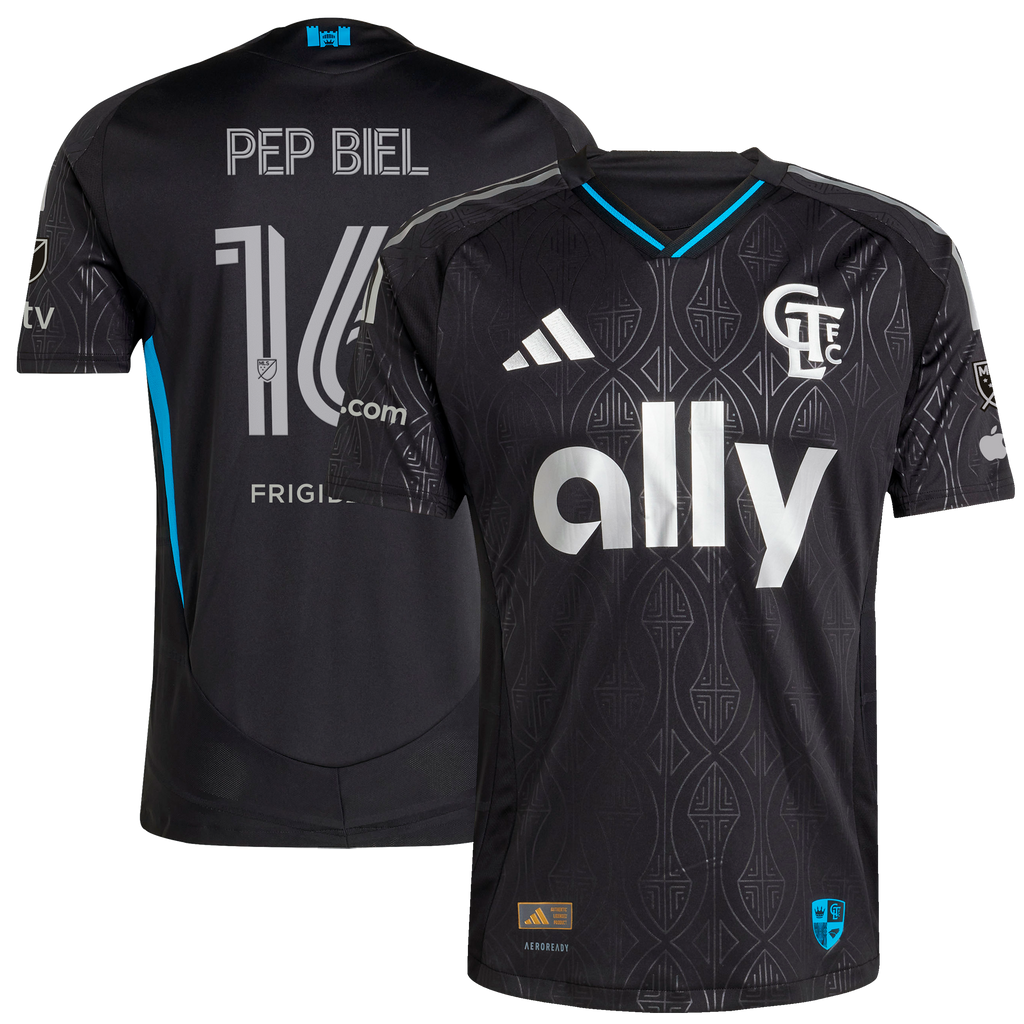 Men's Charlotte FC Pep Biel Black 2025 Fortress Kit On-Field Authentic Jersey