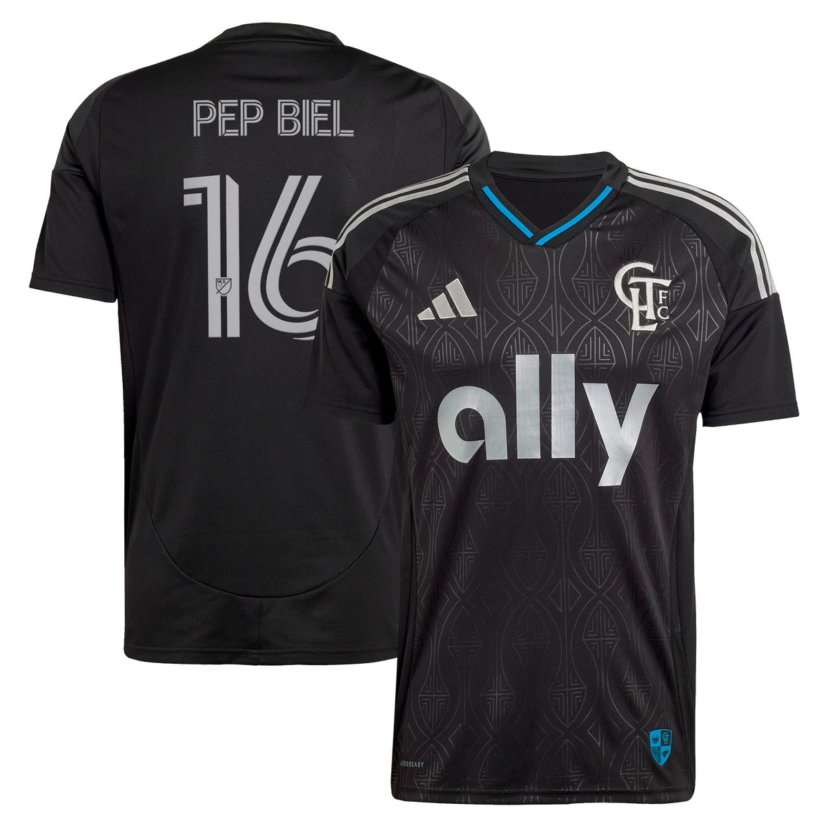 Men's Charlotte FC Pep Biel Black 2025 Fortress Kit Replica Jersey