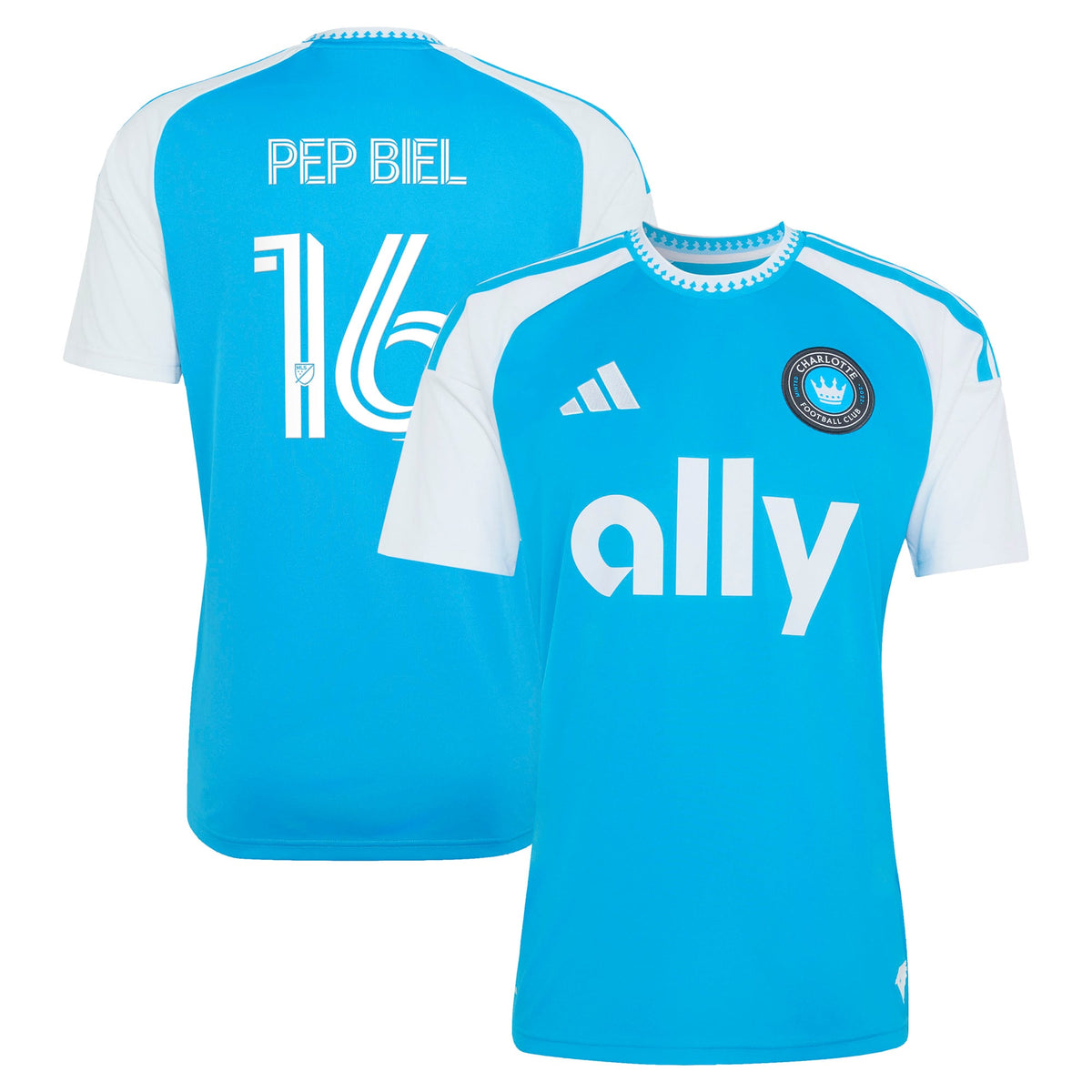 Men's Charlotte FC Pep Biel Blue 2026 Carolina Kit: Crowns Up Replica Jersey