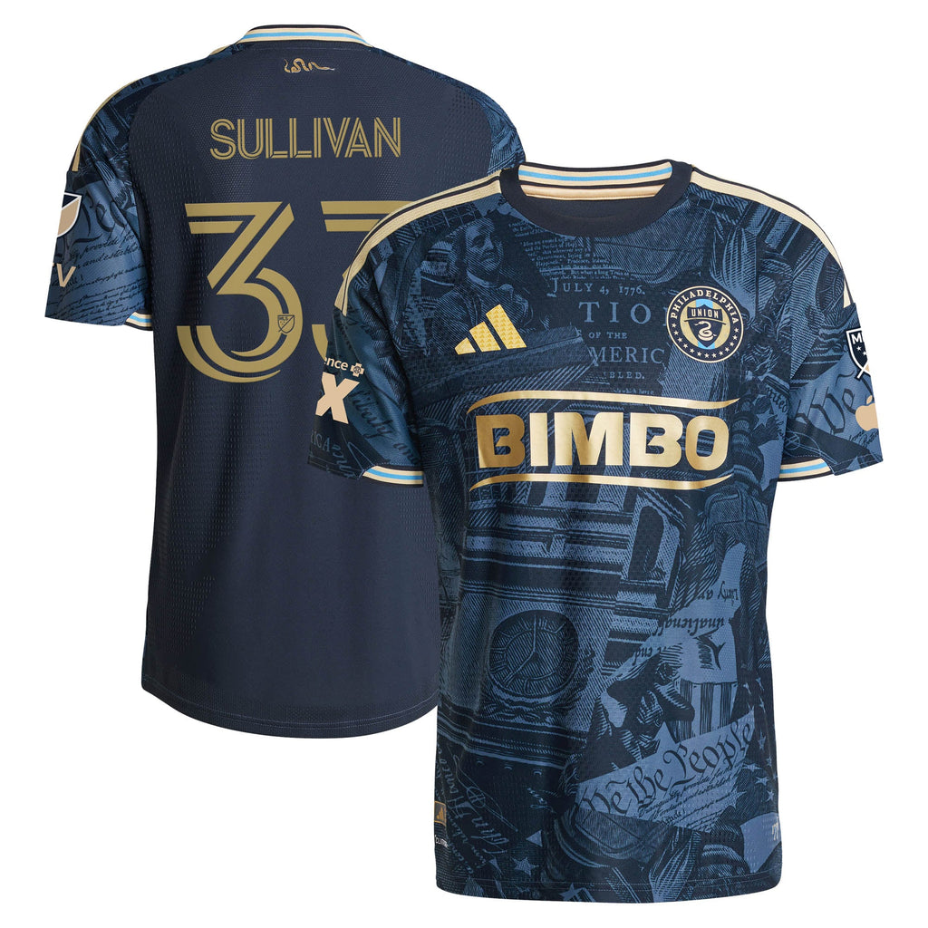 Men's Philadelphia Union Quinn Sullivan Navy 2026 1776 Kit On-Field Authentic Patch Jersey