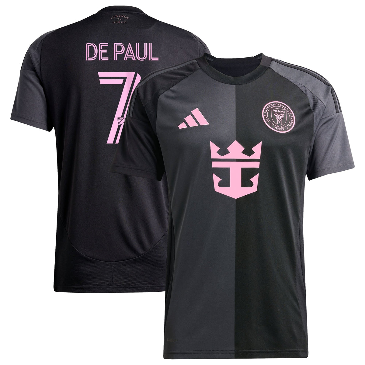 Men's Inter Miami CF Rodrigo De Paul Black 2025 The Fortitude Kit Replica Player Jersey