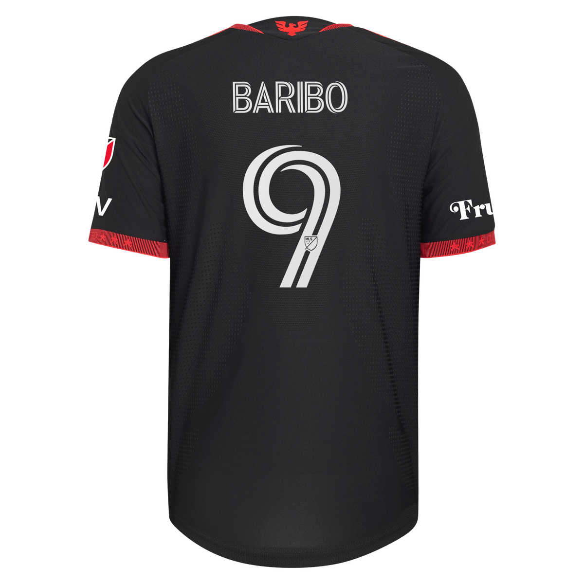 Men's D.C. United Tai Baribo Black 2026 Black-and-Red Kit On-Field Authentic Patch Jersey