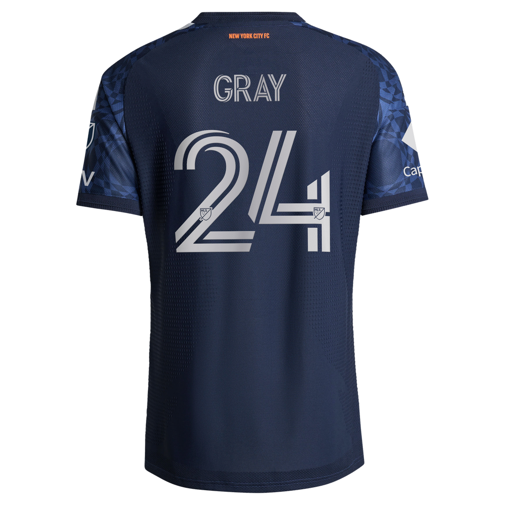 Men's New York City FC Tayvon Gray Blue 2026 The All Nations Kit On-Field Authentic Patch Jersey
