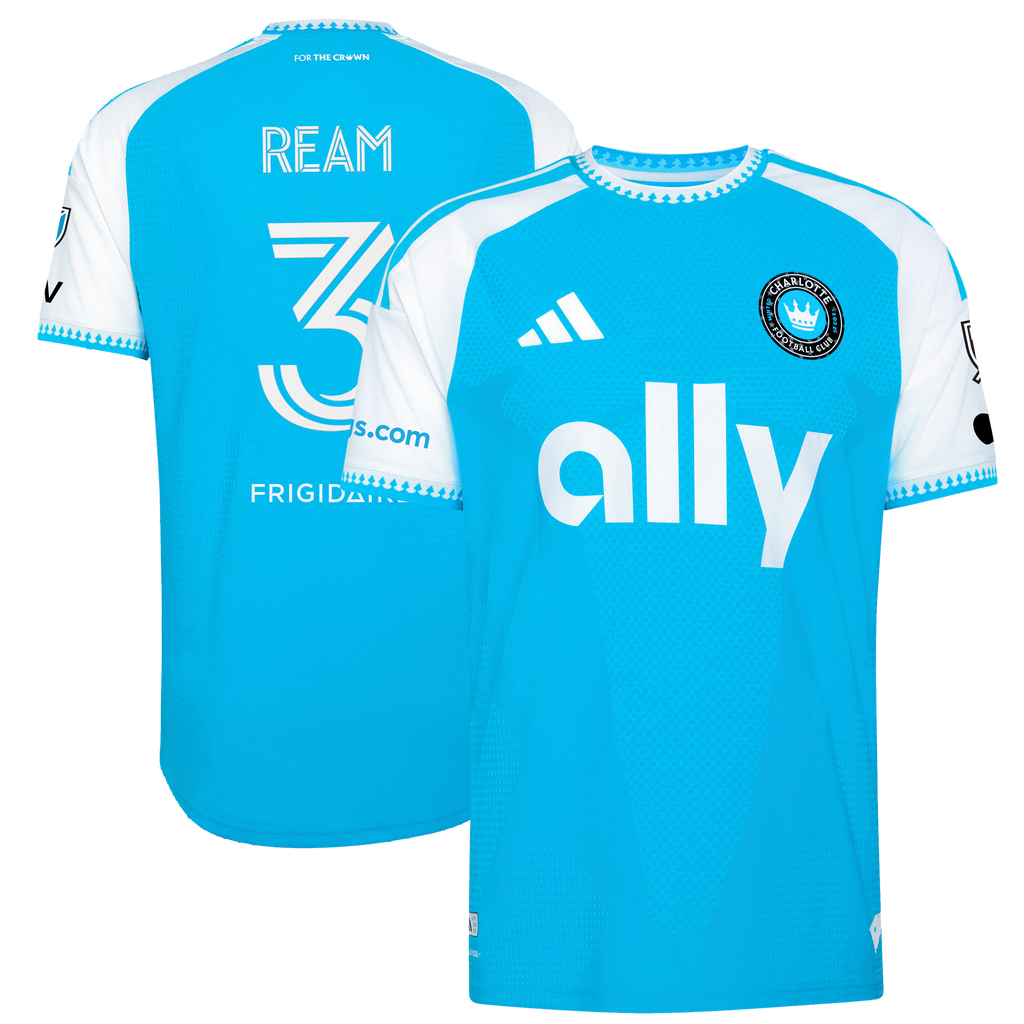 Men's Charlotte FC Tim Ream Blue 2026 Carolina Kit: Crowns Up On-Field Authentic Patch Jersey