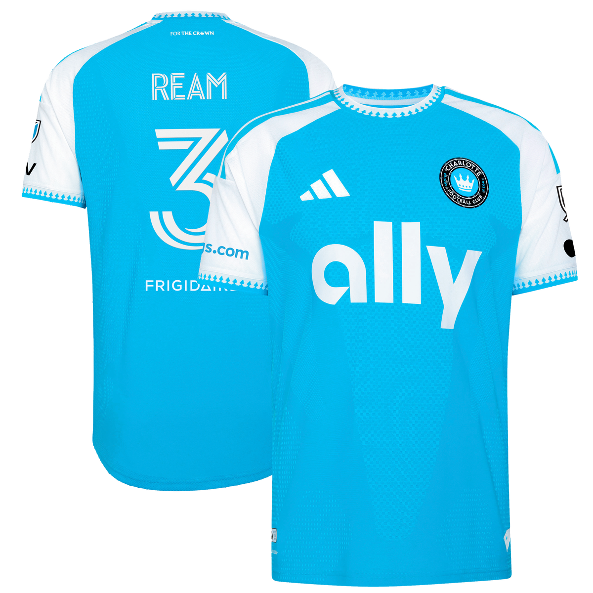 Men's Charlotte FC Tim Ream Blue 2026 Carolina Kit: Crowns Up On-Field Authentic Patch Jersey