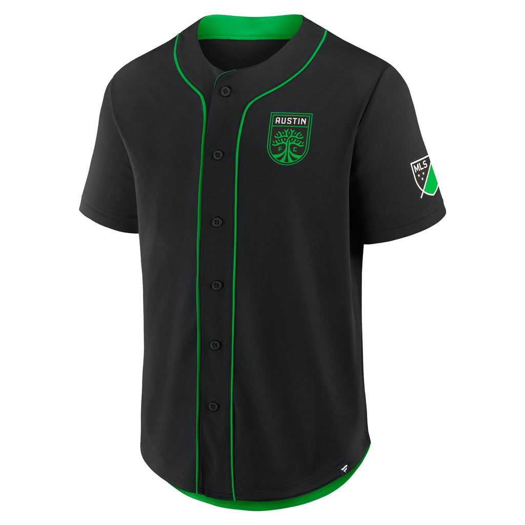 Men's Austin FC Black Injury Time Baseball Jersey