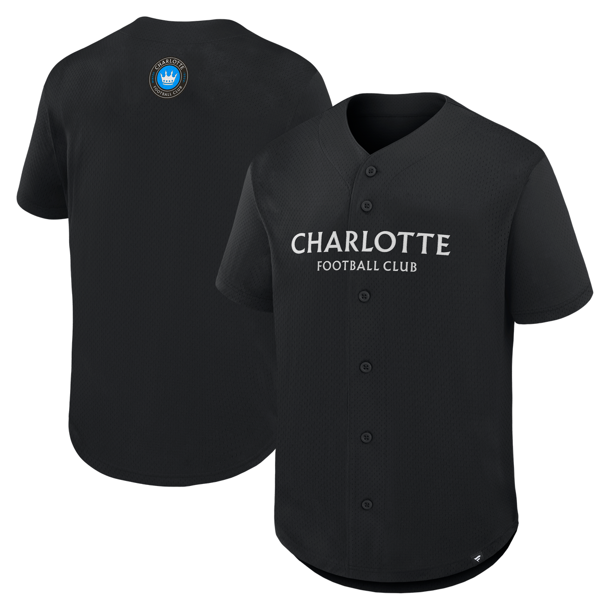 Men's Charlotte FC Black Maximum Intensity Button-Up Jersey