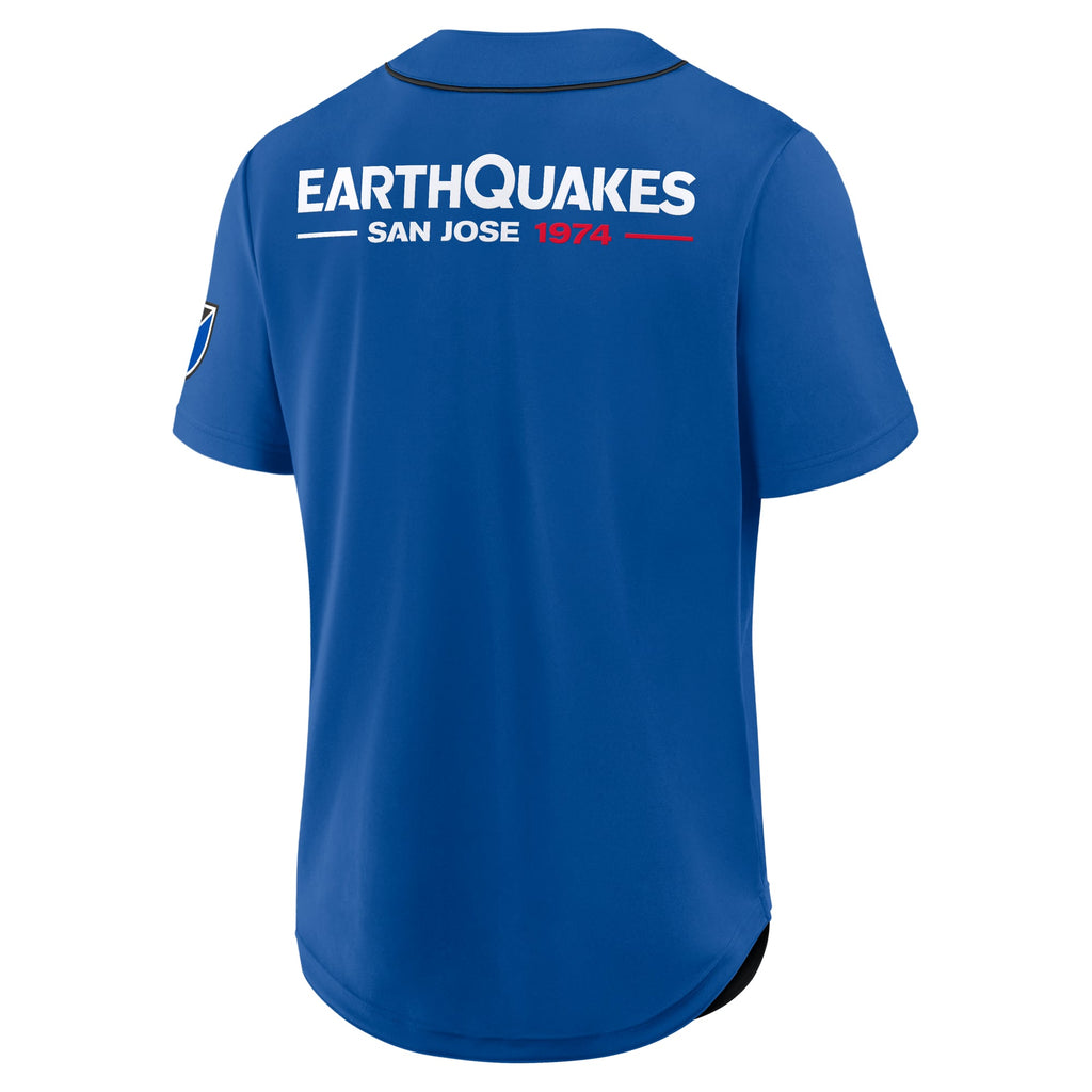 Men's San Jose Earthquakes Blue Injury Time Baseball Jersey