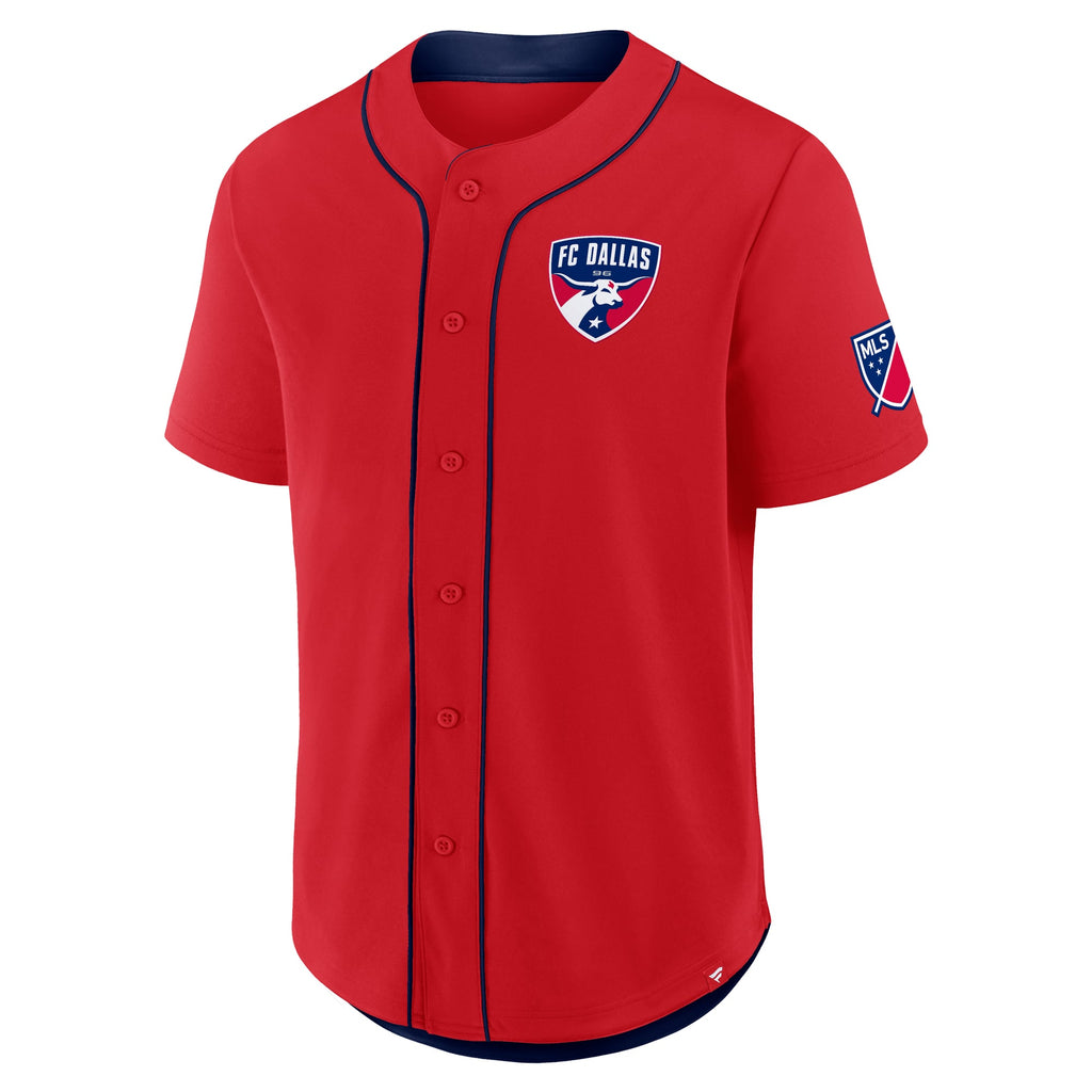 Men's FC Dallas Red Injury Time Baseball Jersey