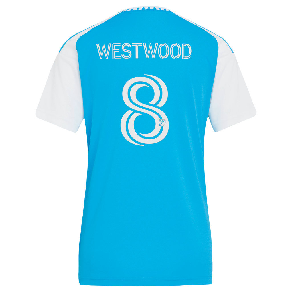 Women's Charlotte FC Ashley Westwood Blue 2026 Carolina Kit: Crowns Up Replica Jersey