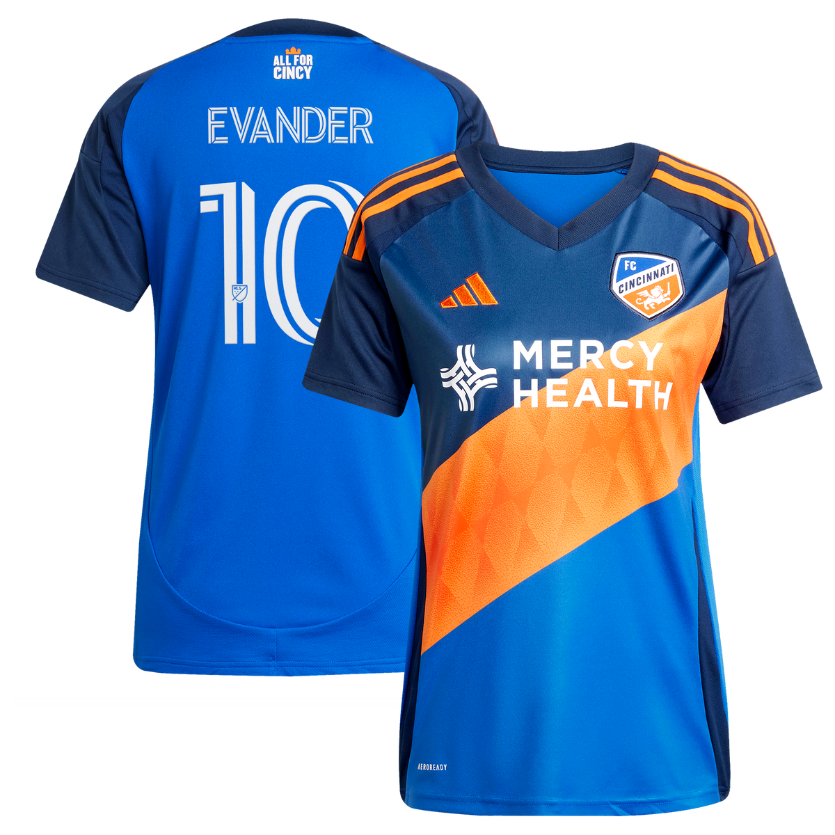Women's FC Cincinnati Evander da Silva Ferreira Blue 2025 Orange and Blue Legacy Kit Replica Jersey