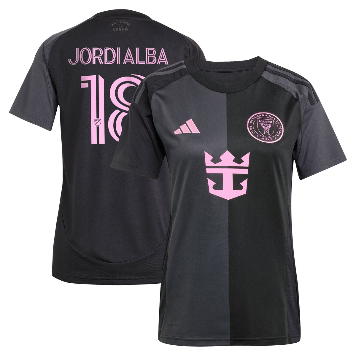 Women's Inter Miami CF Jordi Alba Ramos Black 2025 The Fortitude Kit Replica Player Jersey