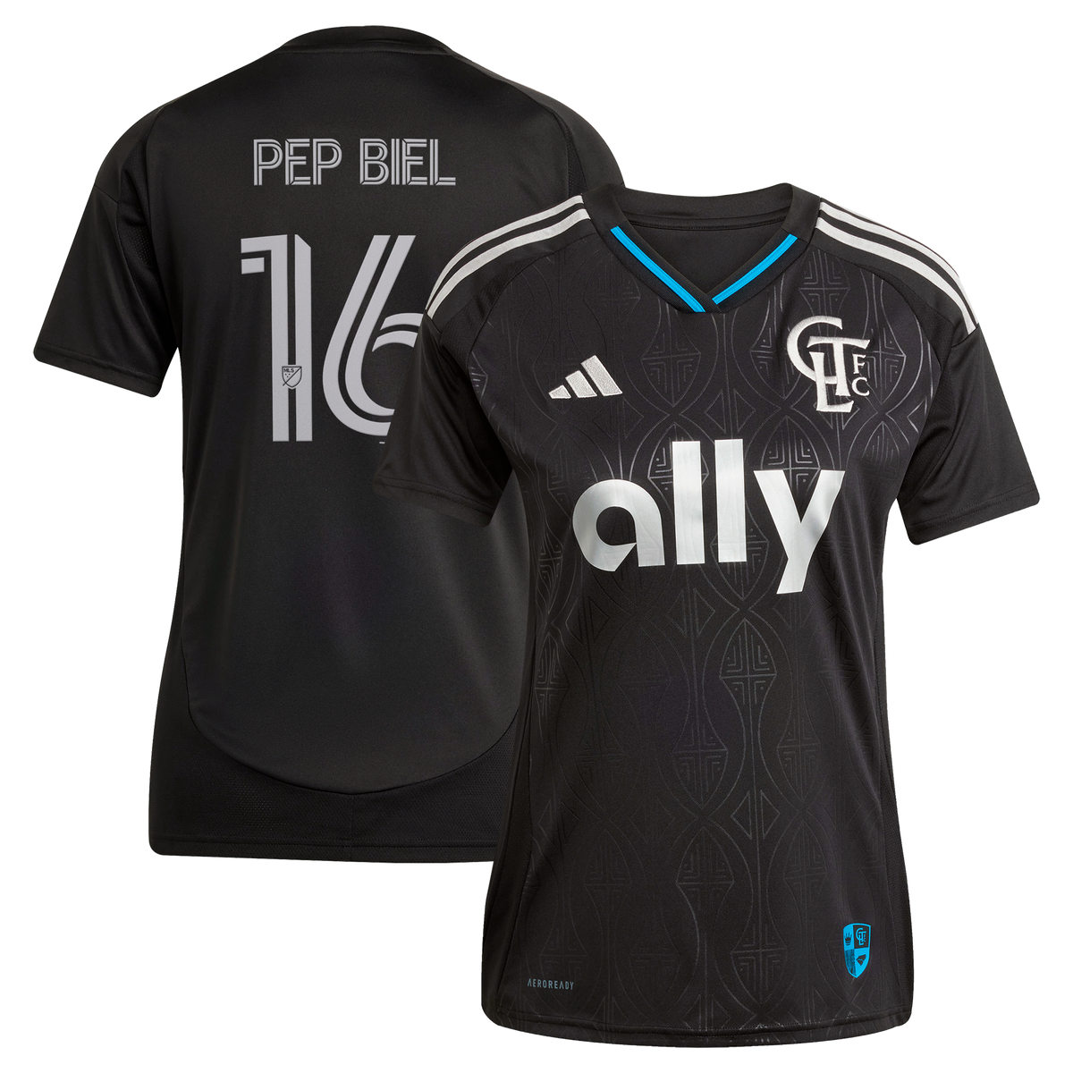 Women's Charlotte FC Pep Biel Black 2025 Fortress Kit Replica Jersey