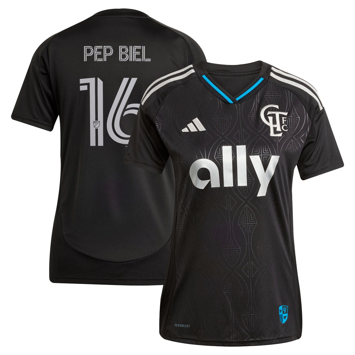 Women's Charlotte FC Pep Biel Black 2025 Fortress Kit Replica Jersey
