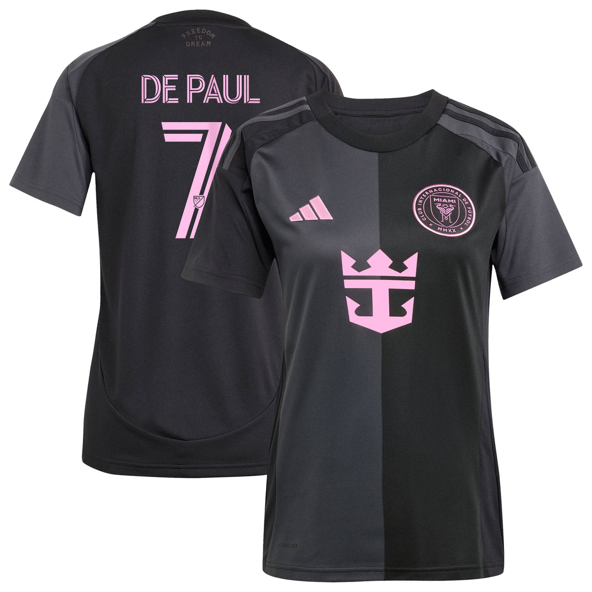 Women's Inter Miami CF Rodrigo De Paul Black 2025 The Fortitude Kit Replica Player Jersey