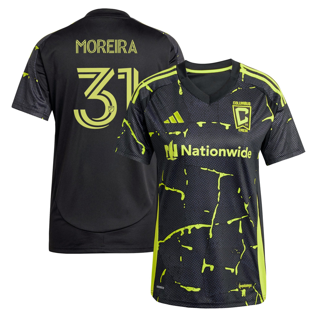 Women's Columbus Crew Steven Moreira Black 2025 The Goosebumps Kit Replica Jersey