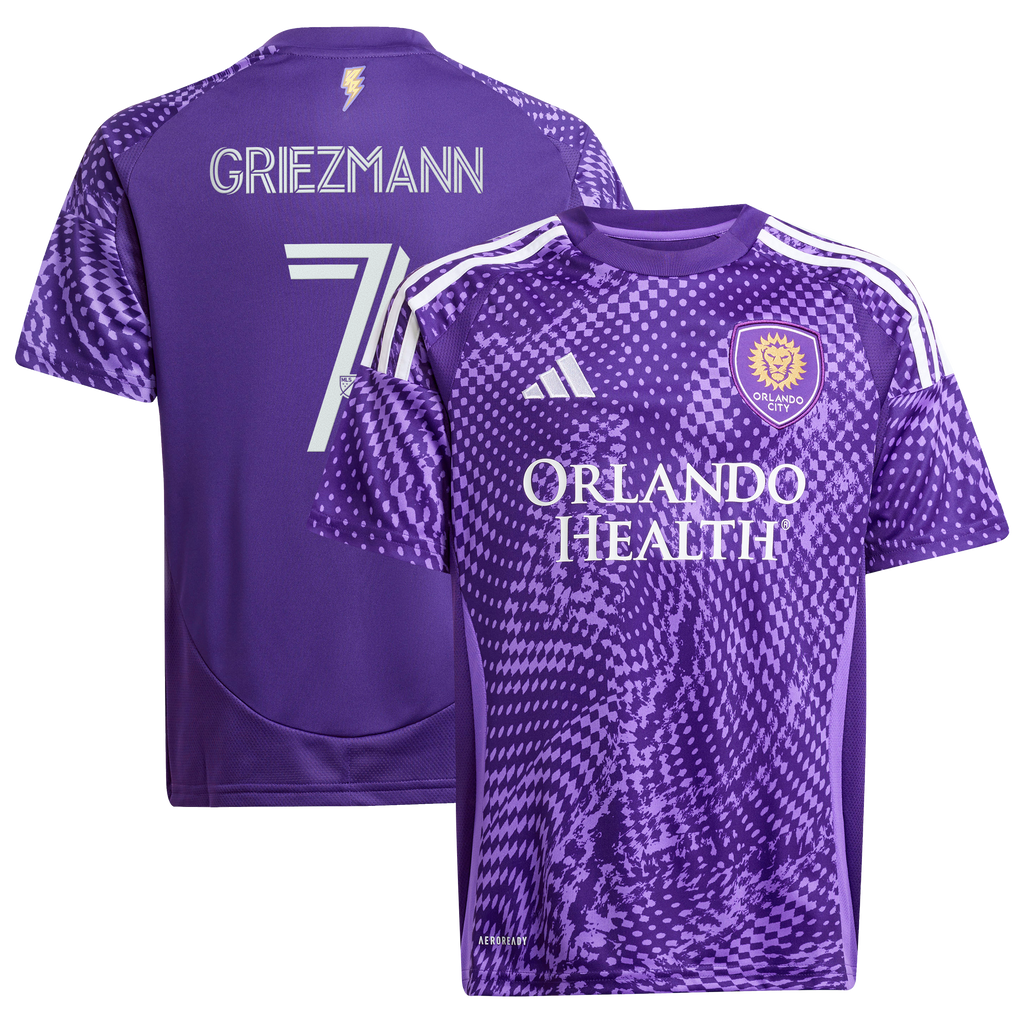 Youth Orlando City SC Antoine Griezmann Purple 2025 Perfect Storm Replica Jersey