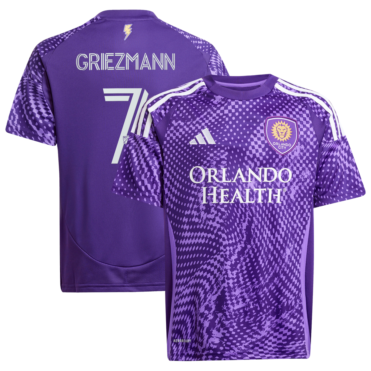 Youth Orlando City SC Antoine Griezmann Purple 2025 Perfect Storm Replica Jersey