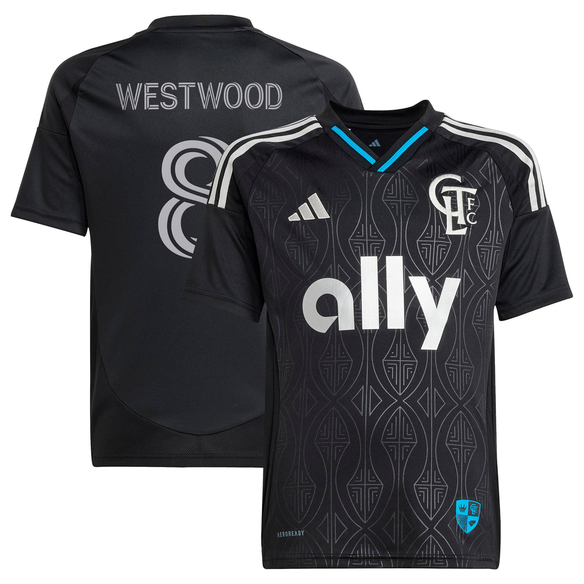 Youth Charlotte FC Ashley Westwood Black 2025 Fortress Kit Replica Player Jersey