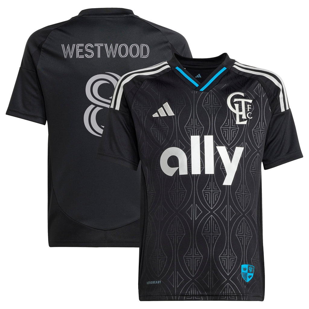 Youth Charlotte FC Ashley Westwood Black 2025 Fortress Kit Replica Player Jersey