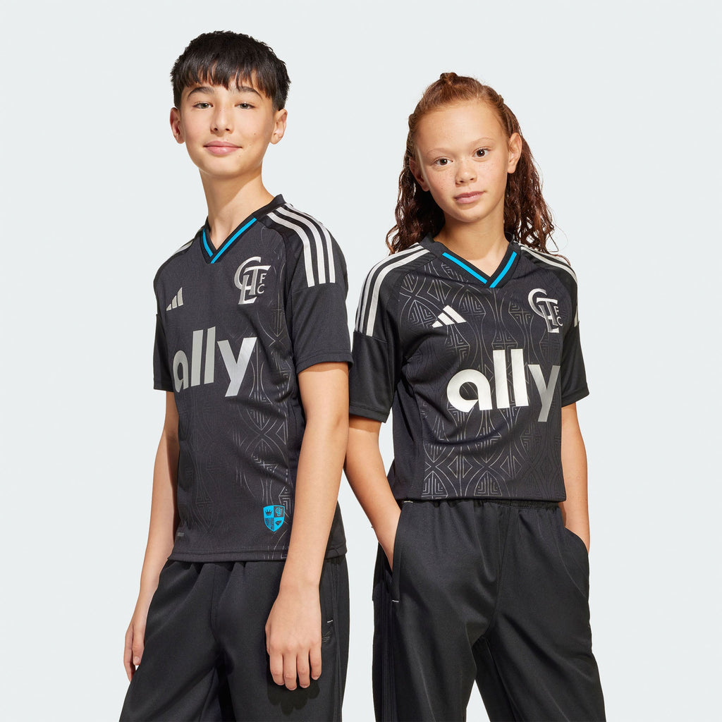 Youth Charlotte FC Black 2025 Fortress Kit Replica Jersey