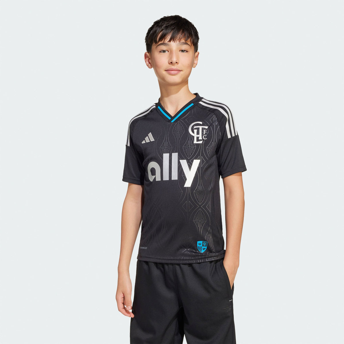 Youth Charlotte FC Black 2025 Fortress Kit Replica Jersey