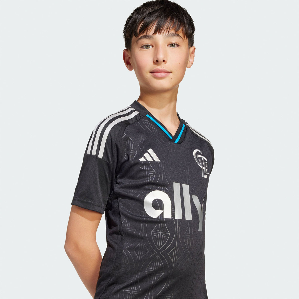 Youth Charlotte FC Black 2025 Fortress Kit Replica Jersey