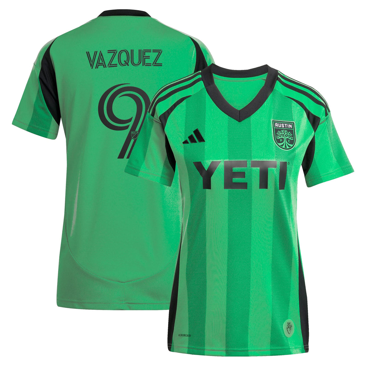 Youth Austin FC Brandon Vazquez Green 2025 The Heartbeat Kit Replica Player Jersey