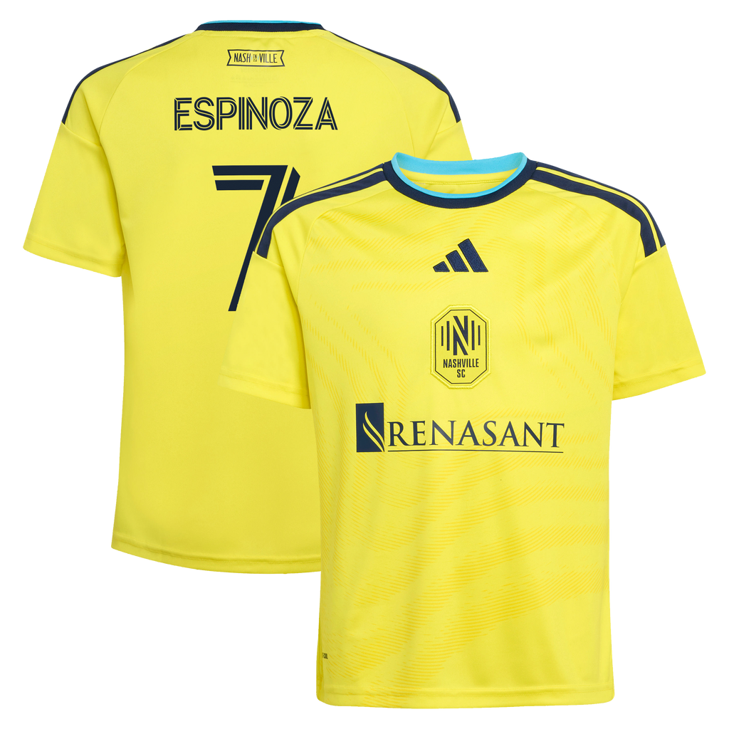 Youth Nashville SC Cristian Espinoza Yellow 2026 The Reverb Kit Replica Jersey