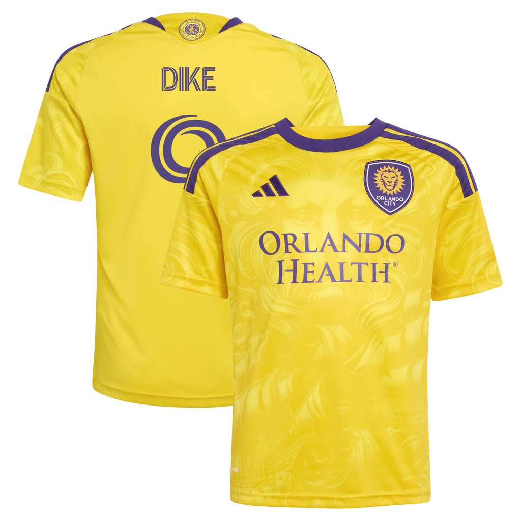 Youth Orlando City SC Daryl Dike Yellow 2026 Sunken Treasure Kit Secondary Replica Jersey