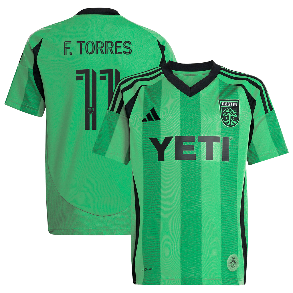Youth Austin FC Facundo Torres Green 2025 The Heartbeat Kit Replica Jersey