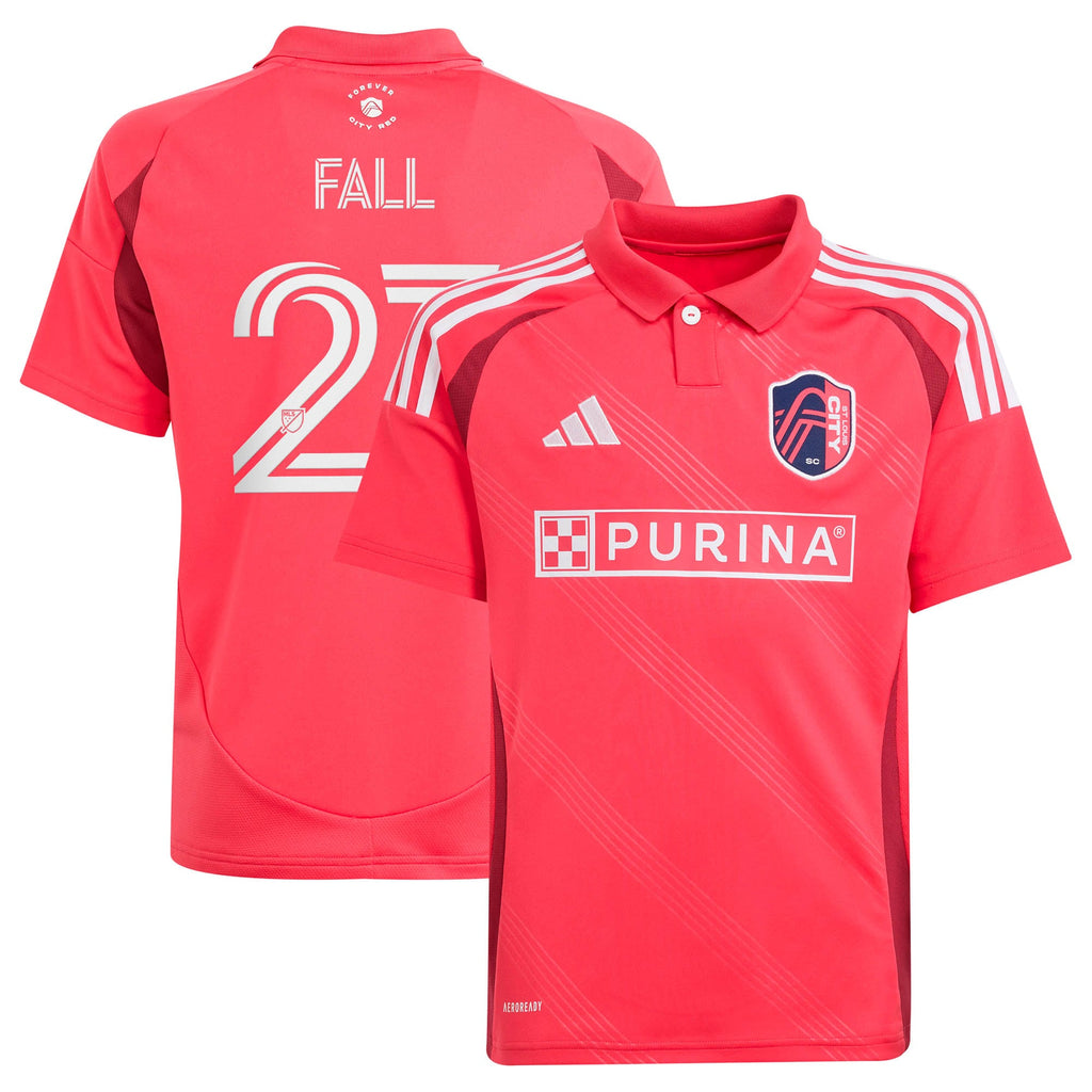 Youth St. Louis CITY SC Fallou Fall Red 2025 Forever CITY Red Replica Jersey