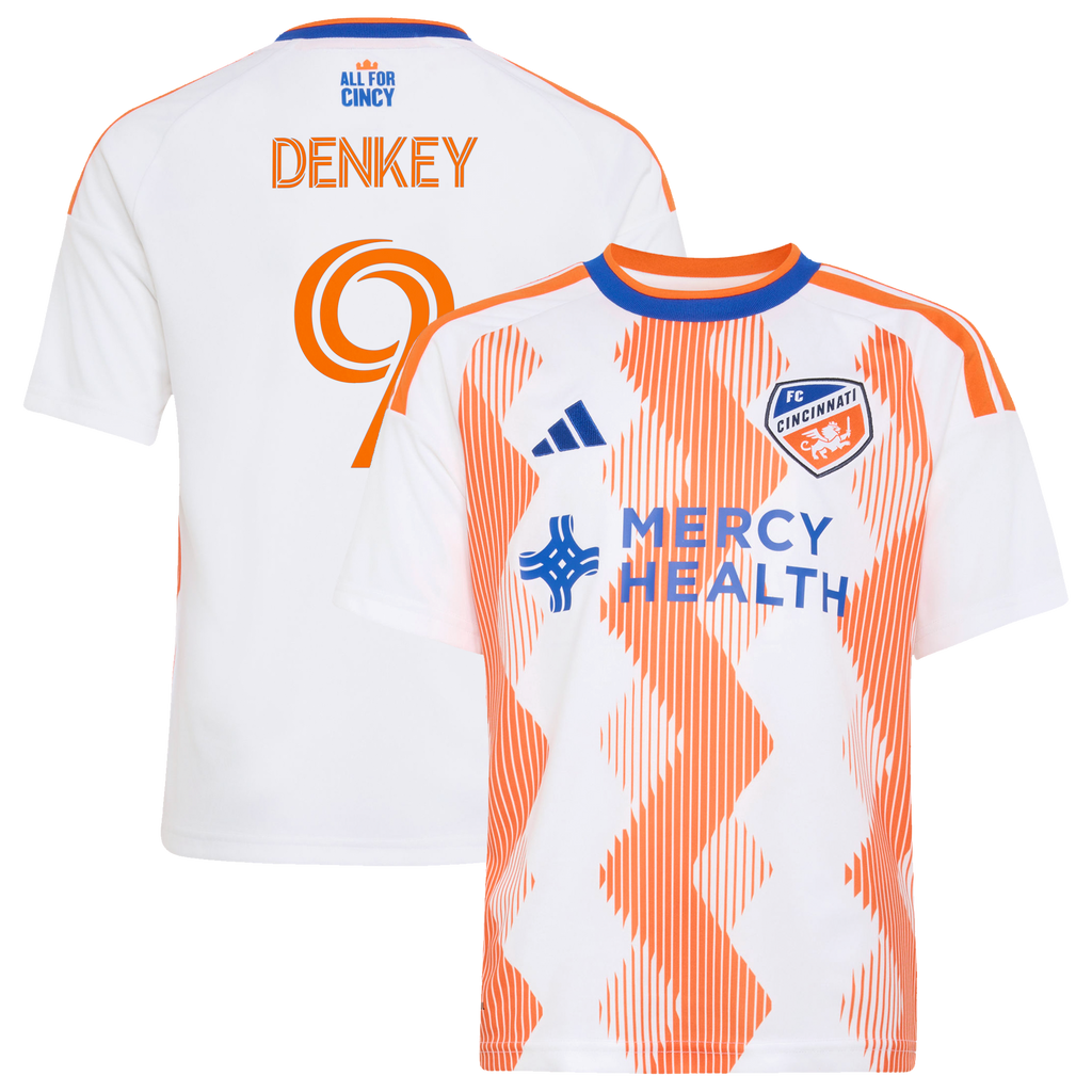 Youth FC Cincinnati Kévin Denkey White 2026 The Seven Hills Kit Replica Jersey