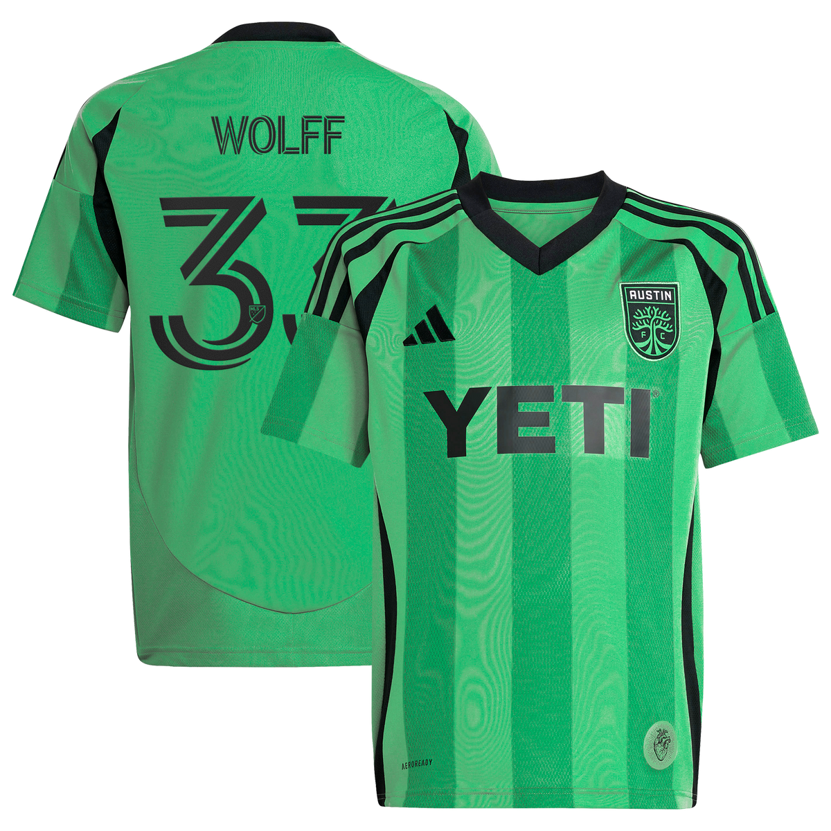 Youth Austin FC Owen Wolff Green 2025 The Heartbeat Kit Replica Jersey