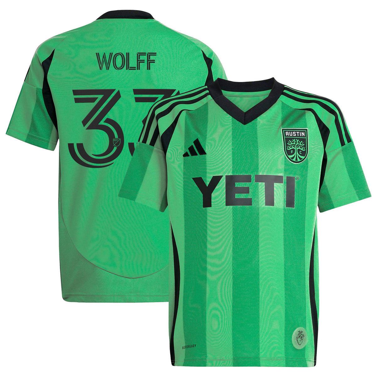 Youth Austin FC Owen Wolff Green 2025 The Heartbeat Kit Replica Jersey
