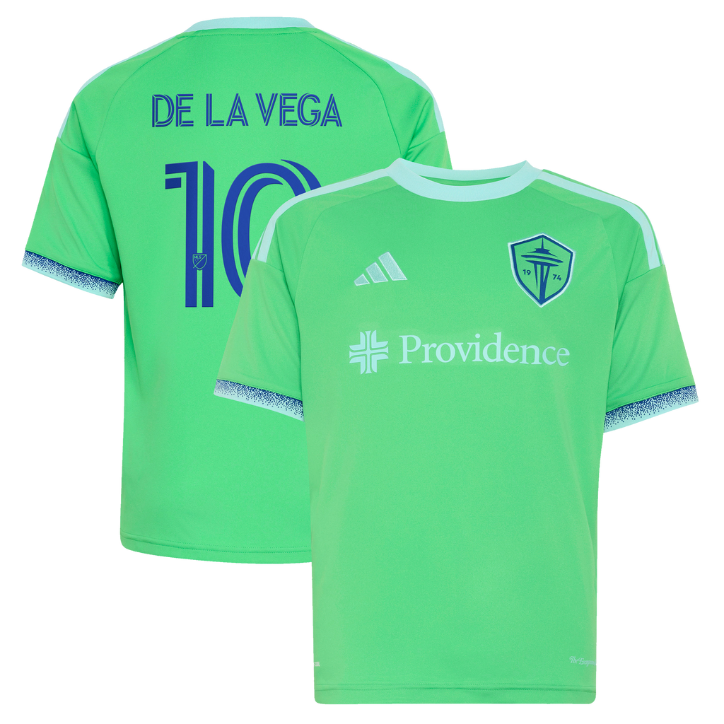 Youth Seattle Sounders FC Pedro de la Vega Rave Green The Evergreen State Kit Replica Jersey