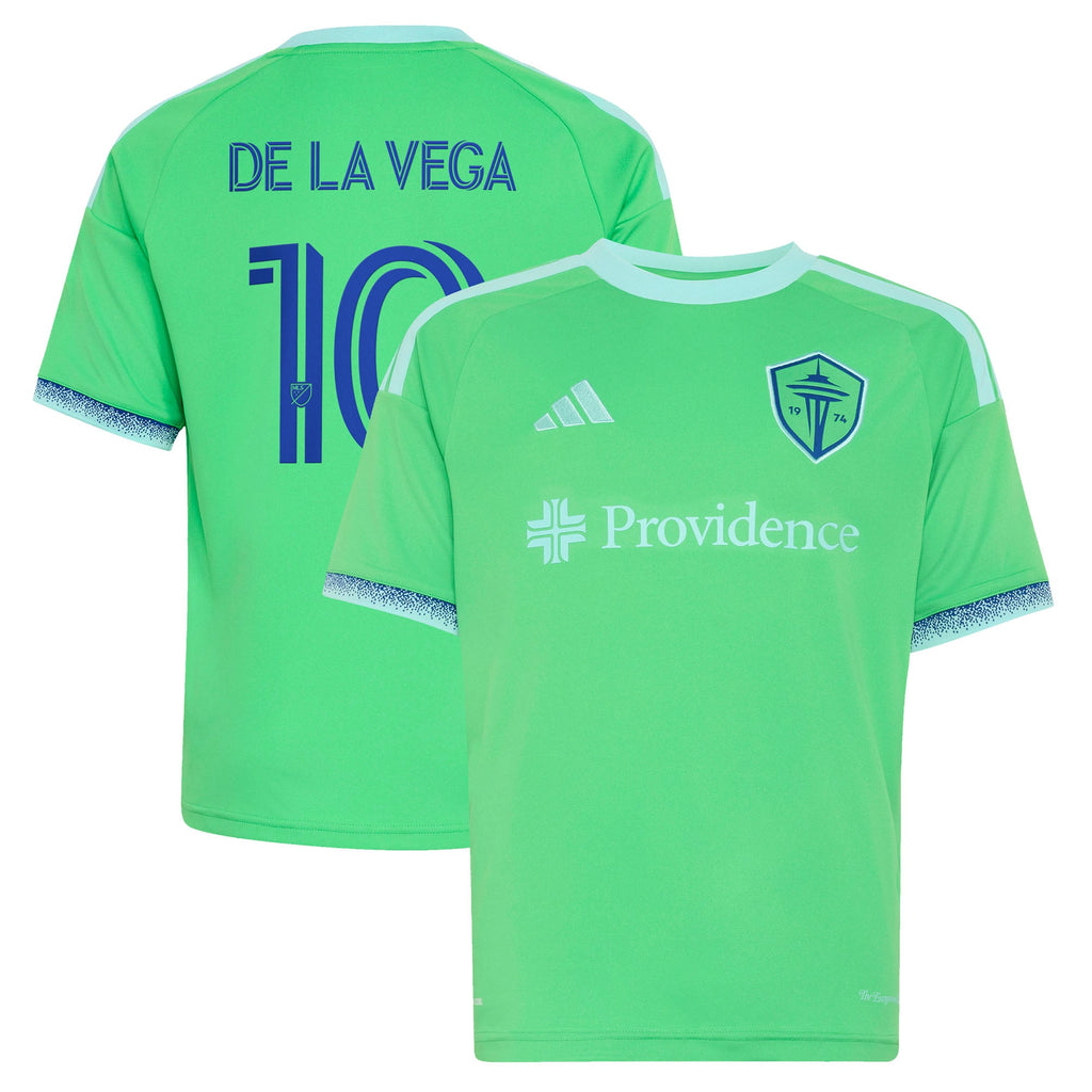 Youth Seattle Sounders FC Pedro de la Vega Rave Green The Evergreen State Kit Replica Jersey