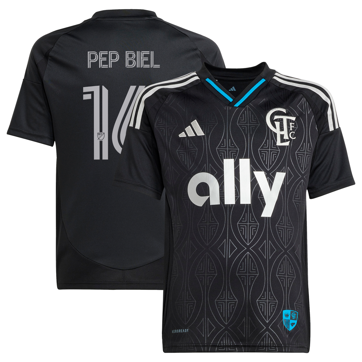 Youth Charlotte FC Pep Biel Black 2025 Fortress Kit Replica Jersey