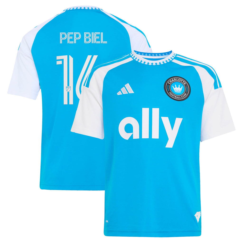 Youth Charlotte FC Pep Biel Blue 2026 Carolina Kit: Crowns Up Replica Jersey