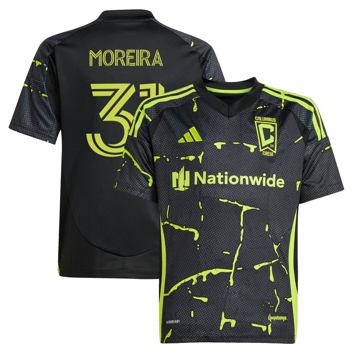 Youth Columbus Crew Steven Moreira Black 2025 The Goosebumps Kit Replica Jersey